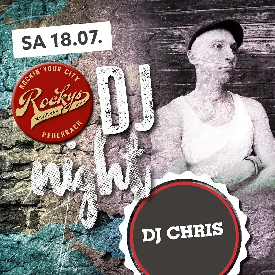 Frühes DJ-Chris-Plakat aus dem Rockys in Peuerbach